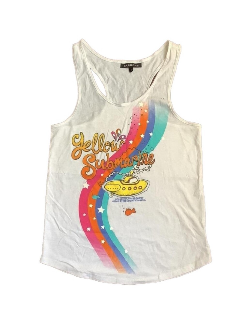 Carbon 38 Women's The Beatles Yellow Submarine White Tank Top | Sz S M